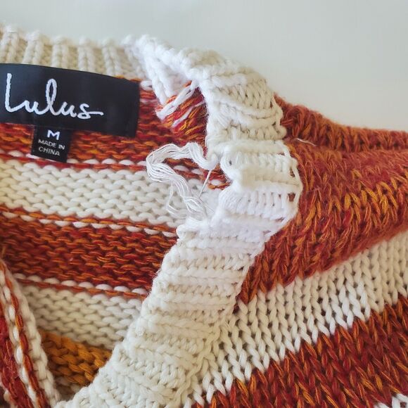 Lulus Charli Blue Striped Loose Knit Sweater Drop Shoulder Crewneck - Picture 6 of 12